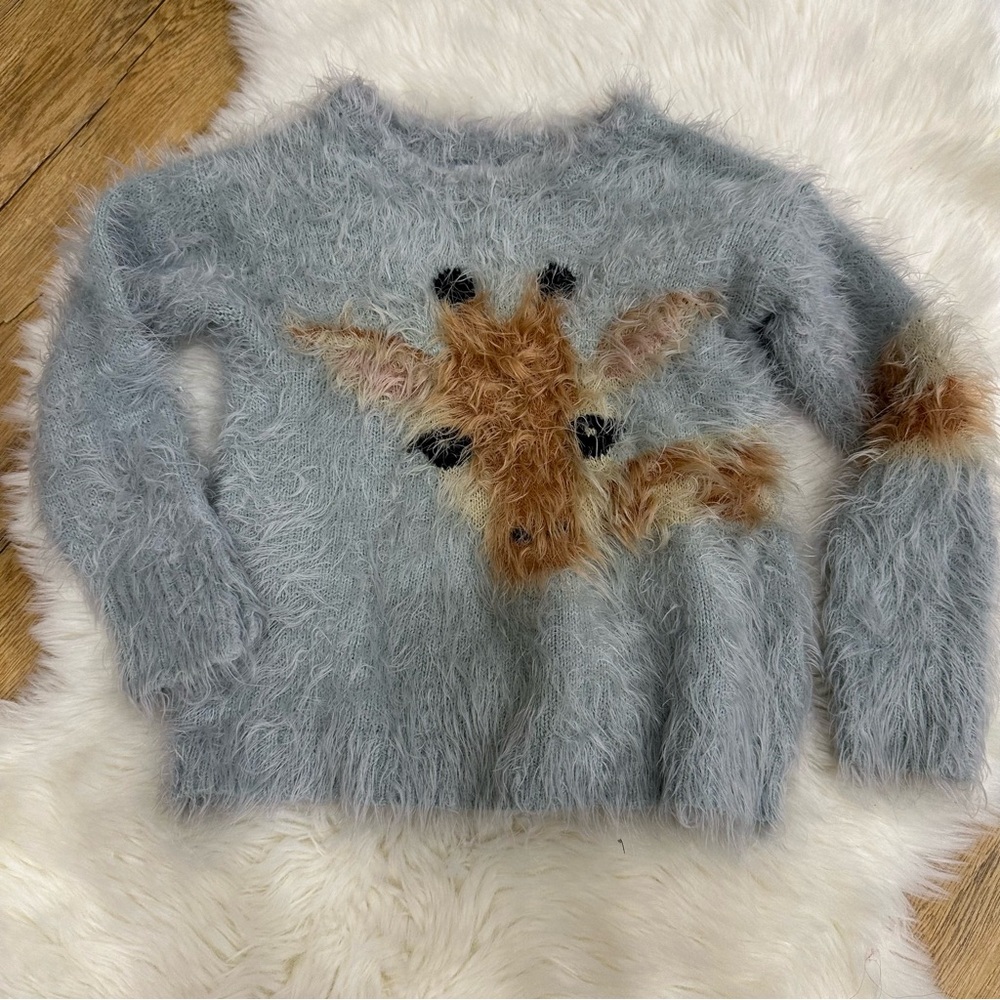 SOLD // Zara Eyelash Gray Sweater with Giraffe Design